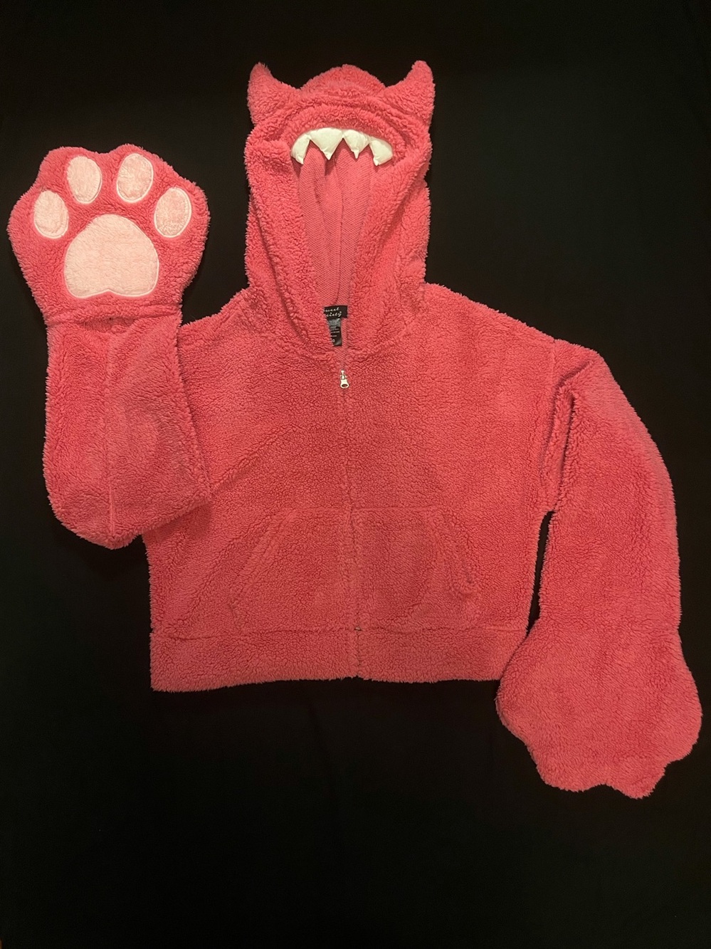 fuzzy monster paw hoodie